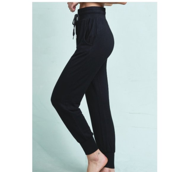 New High Waisted Black Drawstring Joggers - Picture 5 of 5